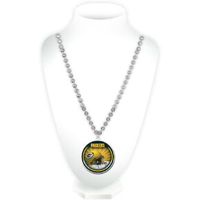 Rico Industries NFL Green Bay Packers Team Logo Mardi Gras Style Beads, 21" x 3", Multicolor