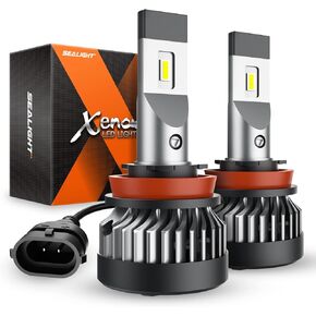 مصابيح LED H11 H8 H9 LED لمبات إضاءة الضباب، 10000 لومن 6500 كلفن أبيض بارد، 20 وات H11 LED لمبة ضباب مدمجة بمروحة توربو 20000 دورة في الدقيقة، مصابيح DRL بعمر 50000 ساعة، غير قطبية