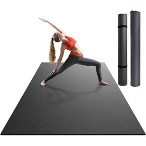 Large Yoga Mat 7mm - Extra Thick & Wide Yoga Exercise Mat Black 6'x 4' Non Slip with Storage Bag, Anti-Tear Fitness Mat for Men Women Yoga, Pilates & Floor Workouts