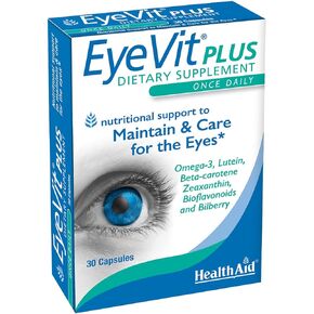 EyeVit Plus, Maintenance and Care for Eyes, 30 Capsules, Once Daily, Nutritional Support to Maintain & Care for The Eyes