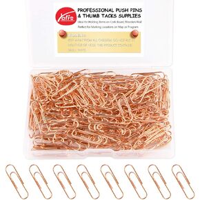Rose Gold Paper Clips 200 pcs Smooth Finish Steel Wire Paperclips 33mm Medium Size for Document Organizing and Classifying Office Supplies (33mm Rose Gold)