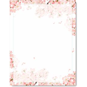 AnyDesign 80 Pack Cherry Blossoms Stationery Letterhead Paper Pink Floral Letter Paper Spring Style Writing Paper Notes Greeting Paper for Wedding Invitation Office Printing Supplies, 8.5 x 11 Inch