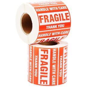 9527 Product 2'' x 3'' Fragile Stickers with Care Warning - Shipping Labels Stickers,500 Labels/Roll, 1 Roll