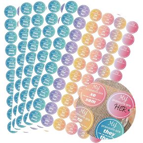 600 Pcs Pronoun Stickers They Them Gender Identity Labels 1 inch He Him She Her Name Tag Sticker My Pronoun are Labels Pronouns Name Badges Stickers for Party Conference Kids Boys Girls