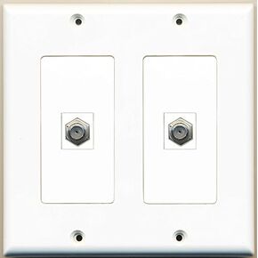 RiteAV - 2 Port Coax Cable TV- F-Type - Dual Gang Wall Plate