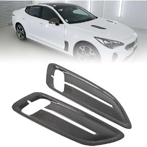 GS Car Sports Racing Style Air Flow Intake Cover, Glossy Finshed Real Pre-preg/Dry Carbon Fiber Hood Vent Cover Trim Fit For Kia Stinger 2018-2021 Direct Add-on Type (2 pcs)