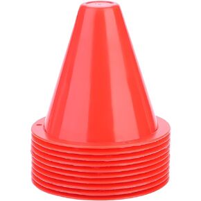 ASHATA 3.35 inch Training Cones (Set of 10) Soft and Durable Cone Carrier for Soccer Football Other Activities Cone Sports Training 5 Colors (Red)