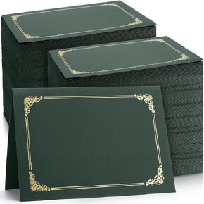 Fainne 200 Pcs 8.5 x 11 Certificate Holders Diploma Holders Document Covers with Gold Foil Border Certificate Folders for Letter Size Diploma Graduation Documents Awards Cardstock(Black)