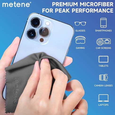 Metene 12 Pack Microfiber Cleaning Cloth (6 "x7"), Individually Wrapped and Equipped with a Storage Box | Microfiber Cloth for Glasses, Screens, Camera Lens and More(Beige) in Kuwait