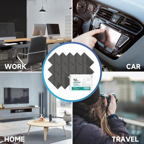 Metene 12 Pack Microfiber Cleaning Cloth (6 "x7"), Individually Wrapped and Equipped with a Storage Box | Microfiber Cloth for Glasses, Screens, Camera Lens and More(Beige) in Kuwait