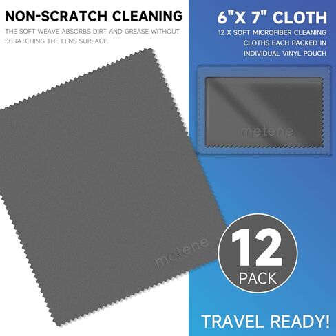 Metene 12 Pack Microfiber Cleaning Cloth (6 "x7"), Individually Wrapped and Equipped with a Storage Box | Microfiber Cloth for Glasses, Screens, Camera Lens and More(Beige) in Kuwait