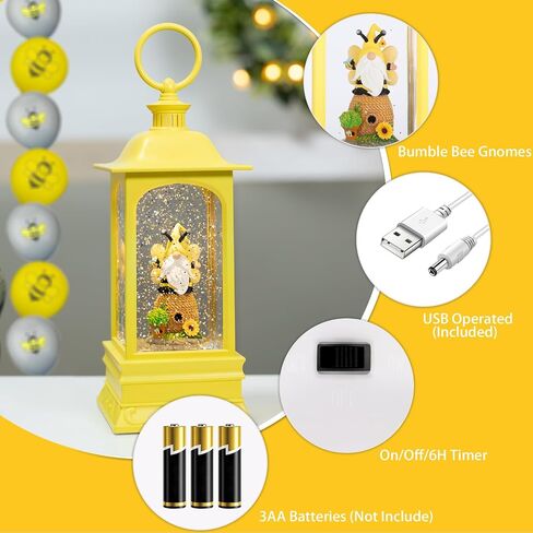Fall Decor Snow Glob,e Bumble Bee Gnomes Figurines Sunflowers Snow Globe Lantern 6H Time Honey Bee Decor Light Up Bee Gifts for Women/Mom Birthday Party Home Decorations in Saudi Arabia