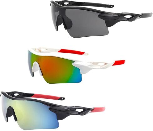 3 أزواج من النظارات الشمسية الرياضية لركوب الدراجات نظارات شمسية للبيسبول للرجال والنساء والشباب البيسبول وركوب الدراجات والصيد والجري، وحماية من الأشعة فوق البنفسجية. in Kuwait