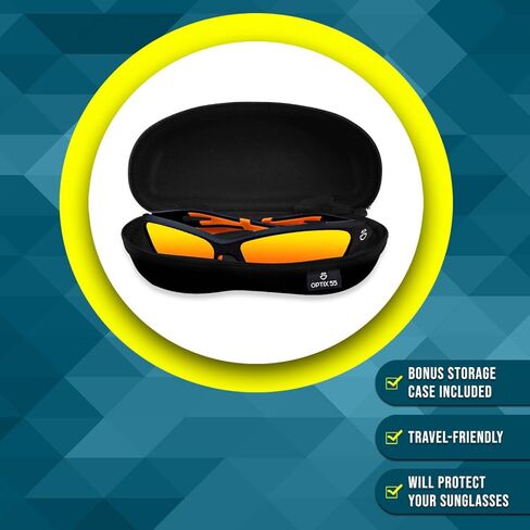 نظارات شمسية رياضية مستقطبة للرجال والنساء | عدسات مستقطبة عاكسة للحماية من الأشعة فوق البنفسجية، وسادة أنف قابلة للتعديل، غير قابلة للكسر | نظارات شمسية لصيد الأسماك والبيسبول وركوب الدراجات والجولف والجري | مع حافظة صلبة | البرتقالي in Kuwait