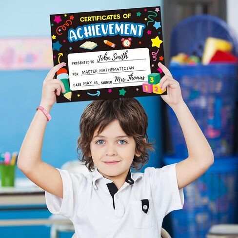 40 Pcs Preschool Diploma Award Certificates and Rubber Wristbands Colorful Certificate of Achievement Completion Kindergarten Certificates for Kids Students Boys Girls Graduation Ceremony in Saudi Arabia