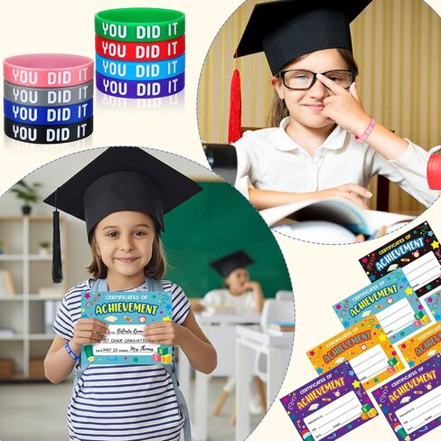 40 Pcs Preschool Diploma Award Certificates and Rubber Wristbands Colorful Certificate of Achievement Completion Kindergarten Certificates for Kids Students Boys Girls Graduation Ceremony in Saudi Arabia