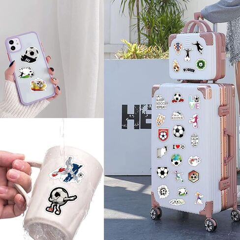 ملصقات كرة القدم 50 حزمة لحفلة كأس العالم 2022 لأجهزة الكمبيوتر المحمول، iPhone، زجاجات المياه، الكمبيوتر، قارورة مائية، ديكور DIY للجدار الواقي من الصدمات in Kuwait