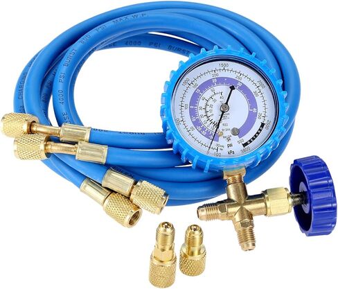 R410A Recharge Kit AC Charging Hose, R410A R134A R22 Manifold Gauge Hose Kit for Air Condition Refrigeration Charging, with R410A Straight Swivel Adapter,1/4" SAE to 1/2" & 5/16'' Adapter in Saudi Arabia