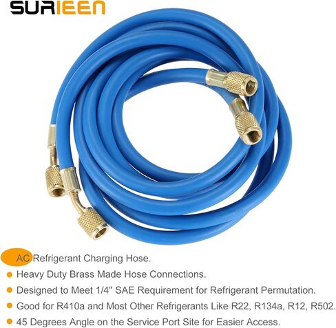 R410A Recharge Kit AC Charging Hose, R410A R134A R22 Manifold Gauge Hose Kit for Air Condition Refrigeration Charging, with R410A Straight Swivel Adapter,1/4" SAE to 1/2" & 5/16'' Adapter in Saudi Arabia