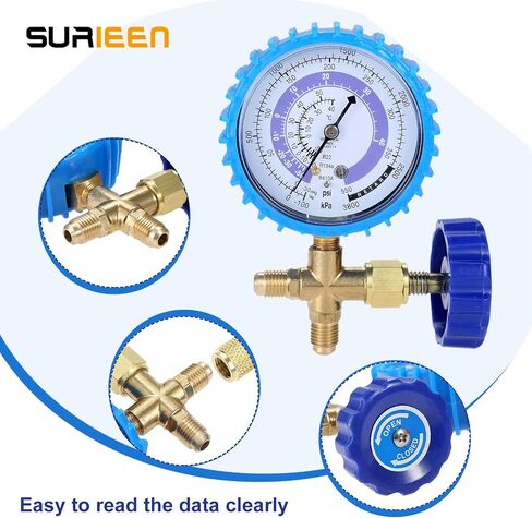 R410A Recharge Kit AC Charging Hose, R410A R134A R22 Manifold Gauge Hose Kit for Air Condition Refrigeration Charging, with R410A Straight Swivel Adapter,1/4" SAE to 1/2" & 5/16'' Adapter in Saudi Arabia