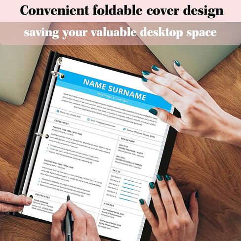 دفتر ملاحظات متعدد الإمكانات، غلاف دفتر ملاحظات ثلاثي الحلقات قابل لإعادة الملء مع غطاء أمامي مخصص، مجلد جيب بلاستيكي متحرك، 5 فواصل بلاستيكية للموضوعات و60 ورقة ملاحظات - أسود in Kuwait