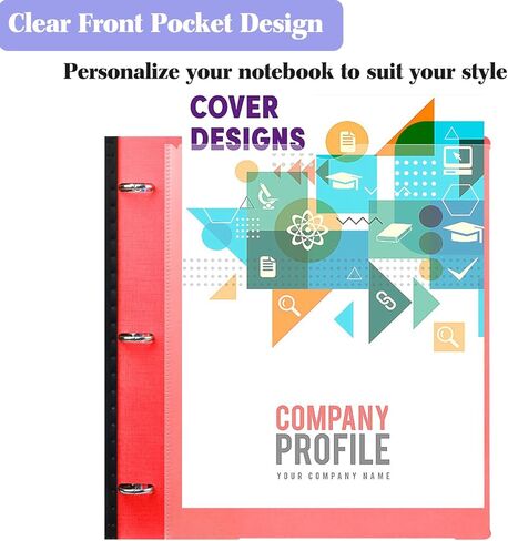 دفتر ملاحظات متعدد الإمكانات، غلاف دفتر ملاحظات ثلاثي الحلقات قابل لإعادة الملء مع غطاء أمامي مخصص، مجلد جيب بلاستيكي متحرك، 5 فواصل بلاستيكية للموضوعات و60 ورقة ملاحظات - أسود in Kuwait