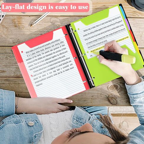 دفتر ملاحظات متعدد الإمكانات، غلاف دفتر ملاحظات ثلاثي الحلقات قابل لإعادة الملء مع غطاء أمامي مخصص، مجلد جيب بلاستيكي متحرك، 5 فواصل بلاستيكية للموضوعات و60 ورقة ملاحظات - أسود in Kuwait