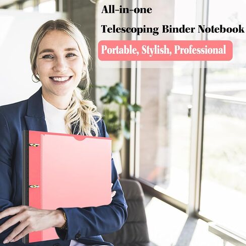 دفتر ملاحظات متعدد الإمكانات، غلاف دفتر ملاحظات ثلاثي الحلقات قابل لإعادة الملء مع غطاء أمامي مخصص، مجلد جيب بلاستيكي متحرك، 5 فواصل بلاستيكية للموضوعات و60 ورقة ملاحظات - أسود in Kuwait