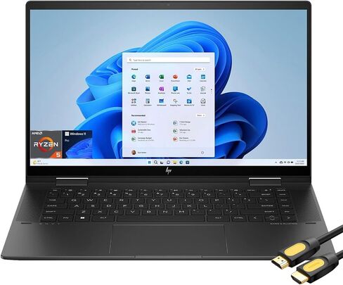 كمبيوتر محمول Envy x360 Touch 2 في 1، شاشة 15.6 بوصة FHD IPS، AMD Ryzen 5 7530U (Beat i7-11600H)، ذاكرة الوصول العشوائي 8 جيجابايت، 1 تيرابايت NVMe SSD، لوحة مفاتيح بإضاءة خلفية، Wi-Fi 6E، USB-C، كابل SPS HDMI، فوز 11 برو، نايتفول بلاك in Saudi Arabia