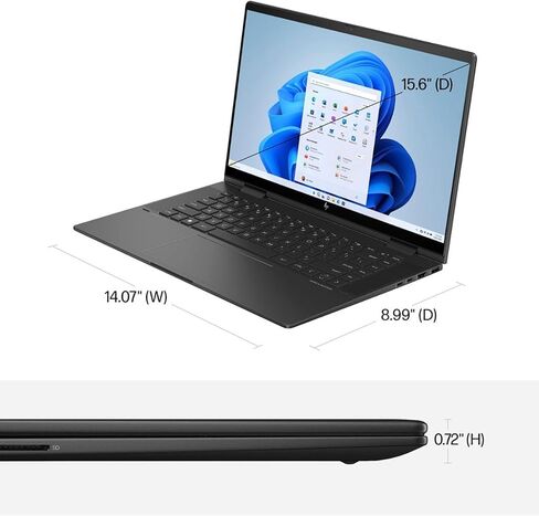كمبيوتر محمول Envy x360 Touch 2 في 1، شاشة 15.6 بوصة FHD IPS، AMD Ryzen 5 7530U (Beat i7-11600H)، ذاكرة الوصول العشوائي 8 جيجابايت، 1 تيرابايت NVMe SSD، لوحة مفاتيح بإضاءة خلفية، Wi-Fi 6E، USB-C، كابل SPS HDMI، فوز 11 برو، نايتفول بلاك in Saudi Arabia