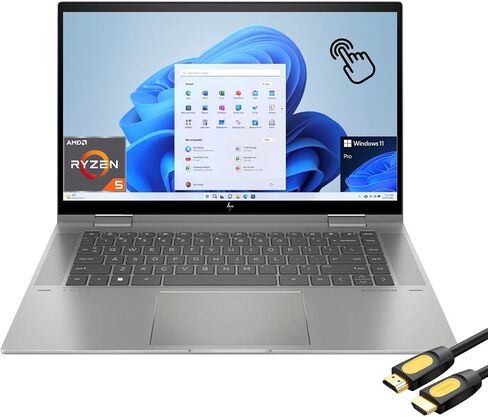 كمبيوتر محمول Envy x360 2 في 1 يعمل باللمس، شاشة 15.6 بوصة FHD IPS Micro-Edge، AMD 6-Core Ryzen 5 7530U، ذاكرة وصول عشوائي 32 جيجابايت، 2 تيرابايت NVMe SSD، WiFi 6E، لوحة مفاتيح بإضاءة خلفية، كاميرا ويب، USB-C، HDMI، SPS HDMI كابل، وين 11 برو in Kuwait