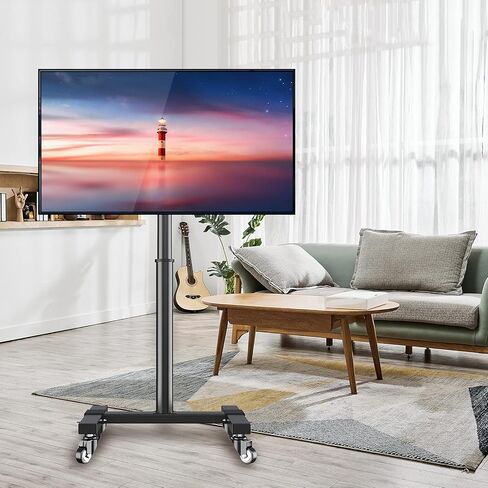 عربة تلفزيون متنقلة بعجلات لأجهزة تلفزيون LCD مسطحة/منحنية مقاس 13-40 بوصة، وحامل تلفزيون متدحرج/أرضي مع رف يصل إلى 44 رطلاً، وعربة تلفزيون قابلة لضبط الارتفاع بحد أقصى VESA 200x200 مم - معتمدة من UL- TC001 in Kuwait