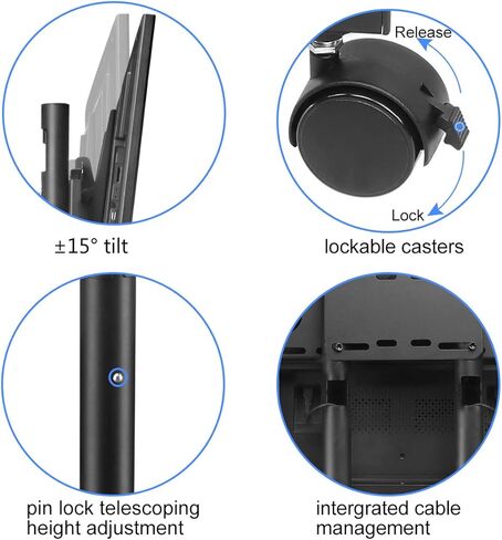 حامل تلفزيون Suptek المحمول مع عجلات ورف لشاشات LCD مقاس 32-70 بوصة وLED وبلازما وشاشة مسطحة بحد أقصى VESA 600x400 (ML5074-3) in Kuwait