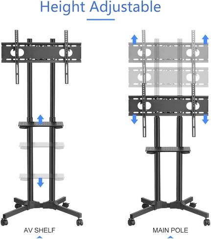حامل تلفزيون Suptek المحمول مع عجلات ورف لشاشات LCD مقاس 32-70 بوصة وLED وبلازما وشاشة مسطحة بحد أقصى VESA 600x400 (ML5074-3) in Kuwait