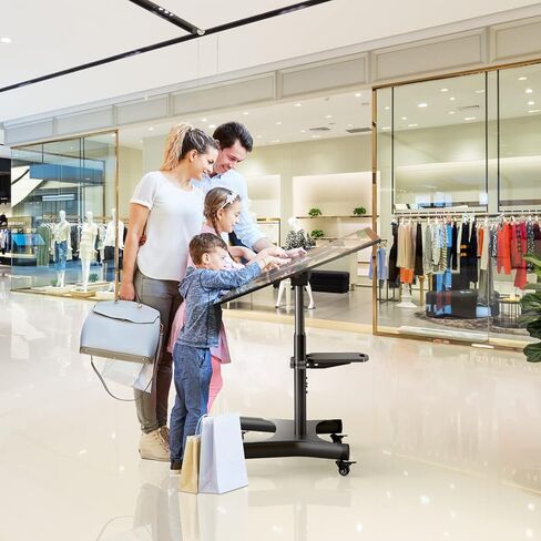 حامل تلفزيون متنقل من ONKRON على عجلات لأجهزة تلفزيون 50-83 بوصة يصل وزنها إلى 154 رطلاً، حامل تلفزيون قابل للتعديل مع رف - حامل تلفزيون قابل للإمالة 90 درجة - عربة تلفزيون دوارة - VESA 800x500 - حامل تلفزيون محمول بعجلات باللون الأسود in Kuwait