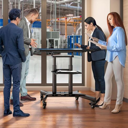 حامل تلفزيون متنقل من ONKRON على عجلات لأجهزة تلفزيون 50-83 بوصة يصل وزنها إلى 154 رطلاً، حامل تلفزيون قابل للتعديل مع رف - حامل تلفزيون قابل للإمالة 90 درجة - عربة تلفزيون دوارة - VESA 800x500 - حامل تلفزيون محمول بعجلات باللون الأسود in Kuwait