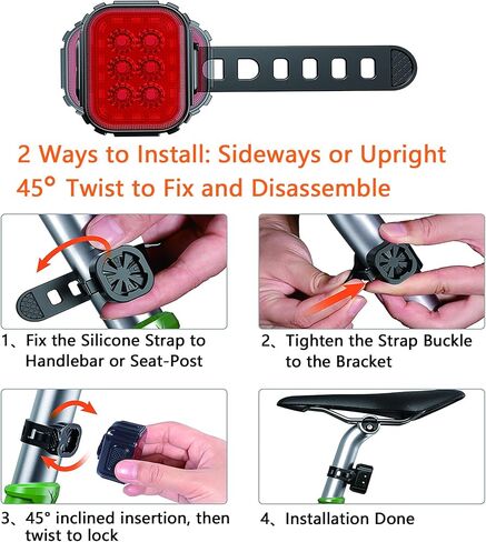 Bike Light Set for Night Riding - Bike Headlight & Taillight with 6 Spot & Flood Beams ，USB Rechargeable Bike Lights Front and Back for All Bicycles, Road, Mountain in Kuwait