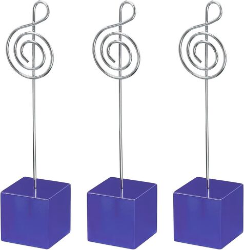 PATIKIL Resin Cube Base Picture Card Holder, 3 Pack Note Shape Metal Clip Wire Clip Note Table Stand Holder for Party Meeting Wedding Displaying, Purple in Saudi Arabia