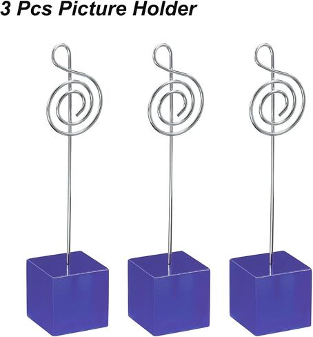PATIKIL Resin Cube Base Picture Card Holder, 3 Pack Note Shape Metal Clip Wire Clip Note Table Stand Holder for Party Meeting Wedding Displaying, Purple in Saudi Arabia