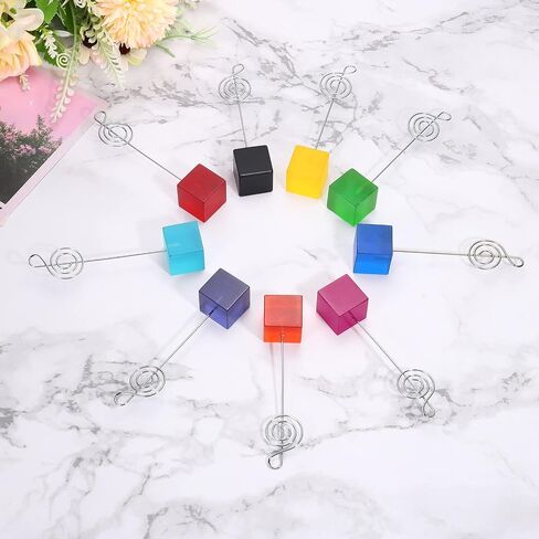PATIKIL Resin Cube Base Picture Card Holder, 3 Pack Note Shape Metal Clip Wire Clip Note Table Stand Holder for Party Meeting Wedding Displaying, Purple in Saudi Arabia
