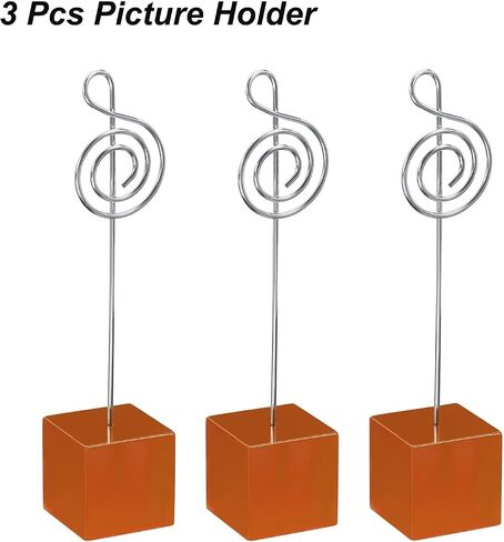 PATIKIL Resin Cube Base Picture Card Holder, 3 Pack Note Shape Metal Clip Wire Clip Note Table Stand Holder for Party Meeting Wedding Displaying, Purple in Saudi Arabia