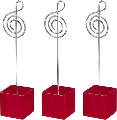PATIKIL Resin Cube Base Picture Card Holder, 3 Pack Note Shape Metal Clip Wire Clip Note Table Stand Holder for Party Meeting Wedding Displaying, Purple in Saudi Arabia