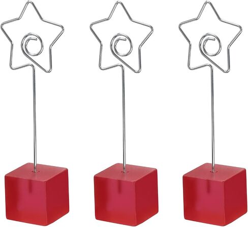 PATIKIL Resin Cube Base Picture Card Holder, 3 Pack Star Shape Metal Clip Wire Clip Note Table Stand Holder for Party Meeting Wedding Displaying, Pink in Saudi Arabia