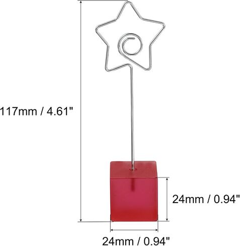 PATIKIL Resin Cube Base Picture Card Holder, 3 Pack Star Shape Metal Clip Wire Clip Note Table Stand Holder for Party Meeting Wedding Displaying, Pink in Saudi Arabia