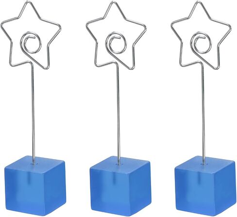 PATIKIL Resin Cube Base Picture Card Holder, 3 Pack Star Shape Metal Clip Wire Clip Note Table Stand Holder for Party Meeting Wedding Displaying, Pink in Saudi Arabia
