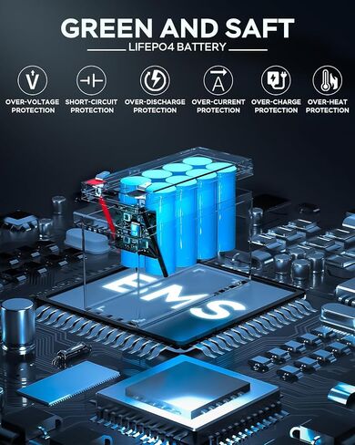بطارية MARBERO 12V 6Ah LiFePO4، بطارية بديلة ليثيوم أيون 12 فولت، 5000+ عجلات طاقة عميقة، بطارية قابلة لإعادة الشحن بالفوسفات للركوب على سيارة لعبة، إنذار، Boombox، عجلات الطاقة، مكتشف الأسماك in Saudi Arabia