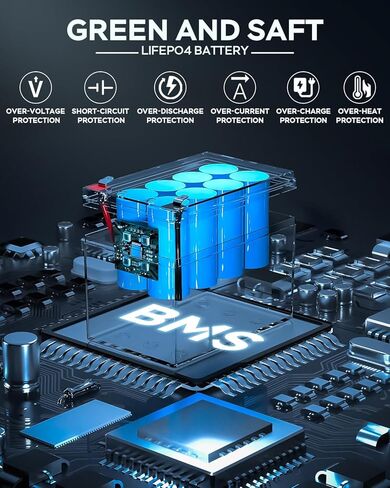 بطارية MARBERO 12V 6Ah LiFePO4، بطارية بديلة ليثيوم أيون 12 فولت، 5000+ عجلات طاقة عميقة، بطارية قابلة لإعادة الشحن بالفوسفات للركوب على سيارة لعبة، إنذار، Boombox، عجلات الطاقة، مكتشف الأسماك in Kuwait