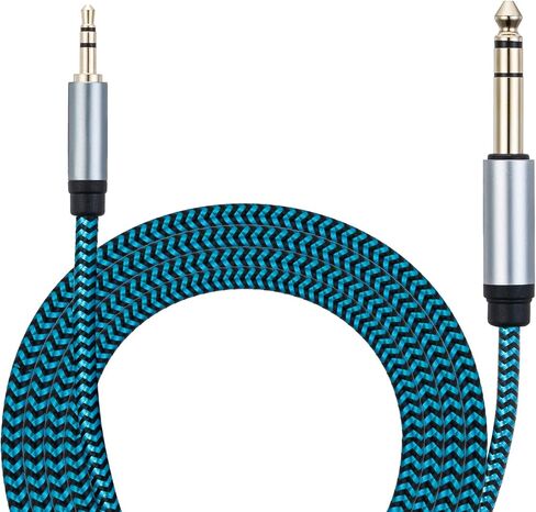 1/8 to 1/4 Stereo Audio Cable, 3.5mm to 6.35mm TRS Male Nylon Braided Cord for Guitar, Keyboard, Amplifier, Mixer, Home Theater 6.6FT in Kuwait