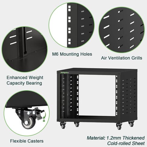 حامل رف خزانة دوار 8U مع عجلات، رف إطار مفتوح للصوت والفيديو، DJ، المسرح المنزلي، الشبكة، الخادم، الكمبيوتر in Kuwait