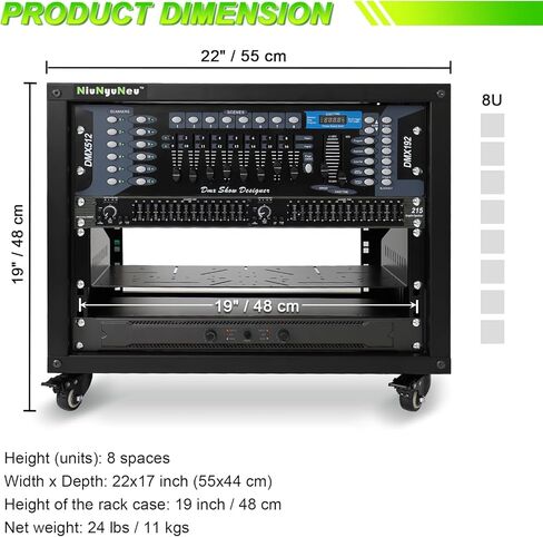 حامل رف خزانة دوار 8U مع عجلات، رف إطار مفتوح للصوت والفيديو، DJ، المسرح المنزلي، الشبكة، الخادم، الكمبيوتر in Kuwait